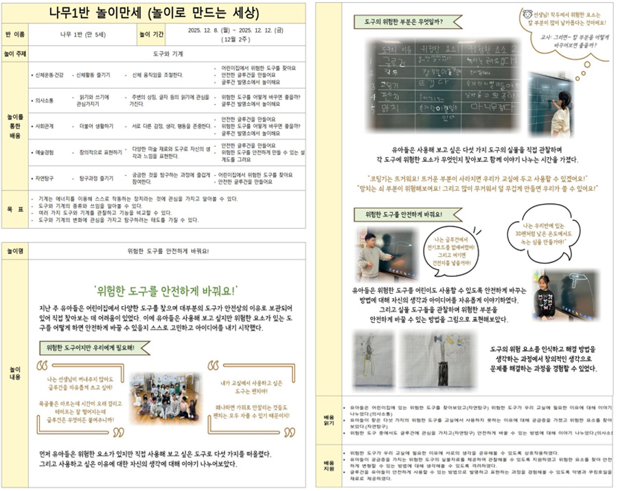 놀이의 과정 및 결과 (유아의 요청 및 교사 지원 , 교육적 효과) 예시