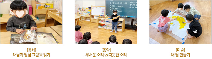 (언어) 괴물들이 사는 나라 읽고 토론하기, (미술) 주인공 맥스의 꼬리 만들기, (신체) 괴물소동 동화 속 맥스가 되어 놀이하기